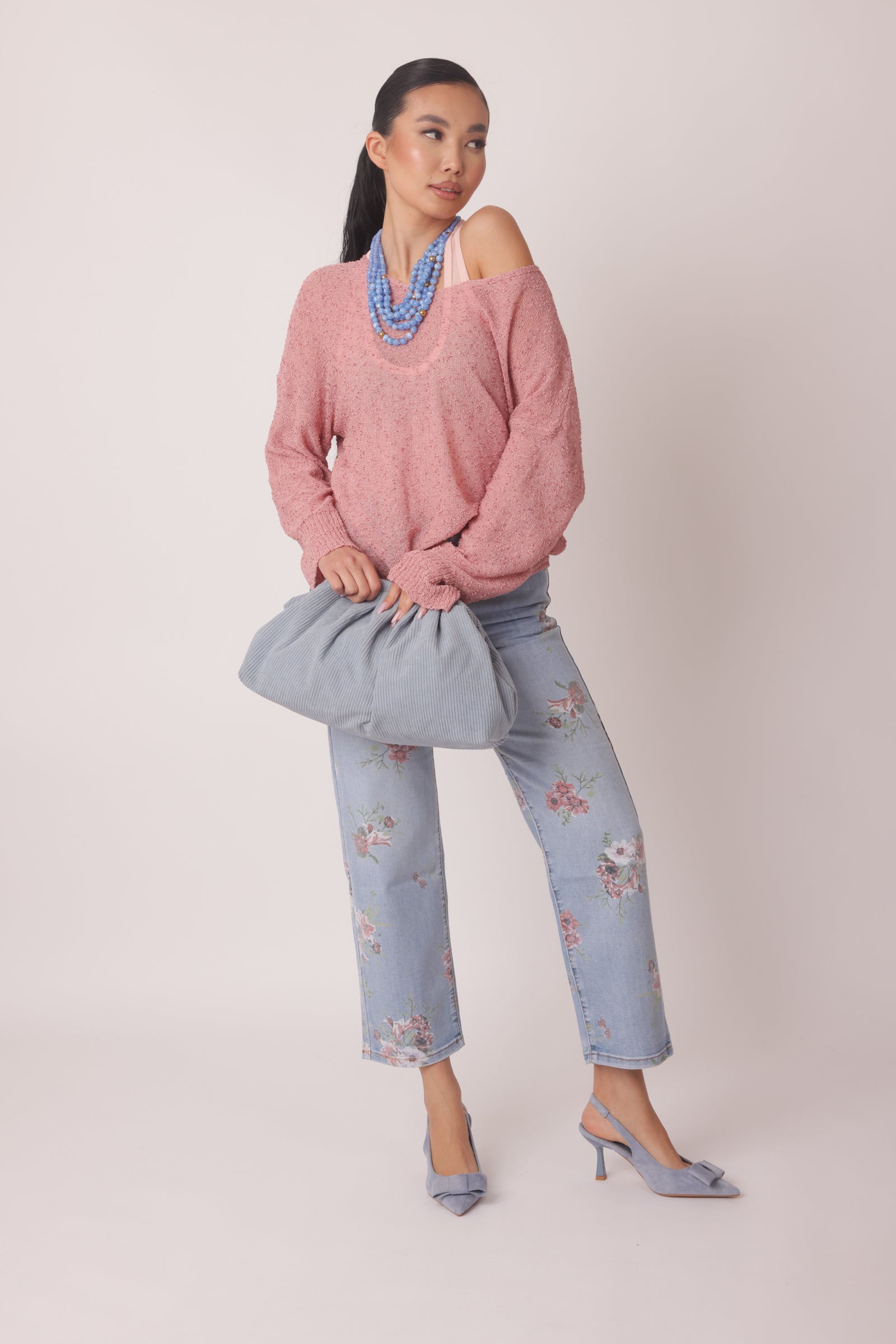 Jeans Fiori Denim Chiaro