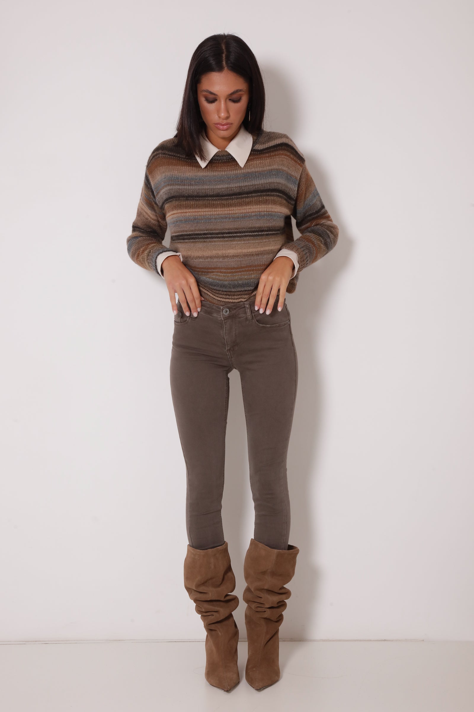 Pantalone Skinny Colorato Fango