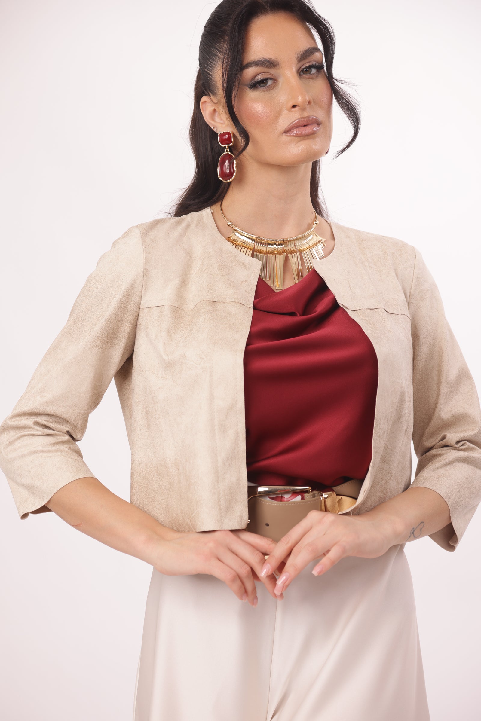 Bolerino Corto Nabuk Beige PREORDINA