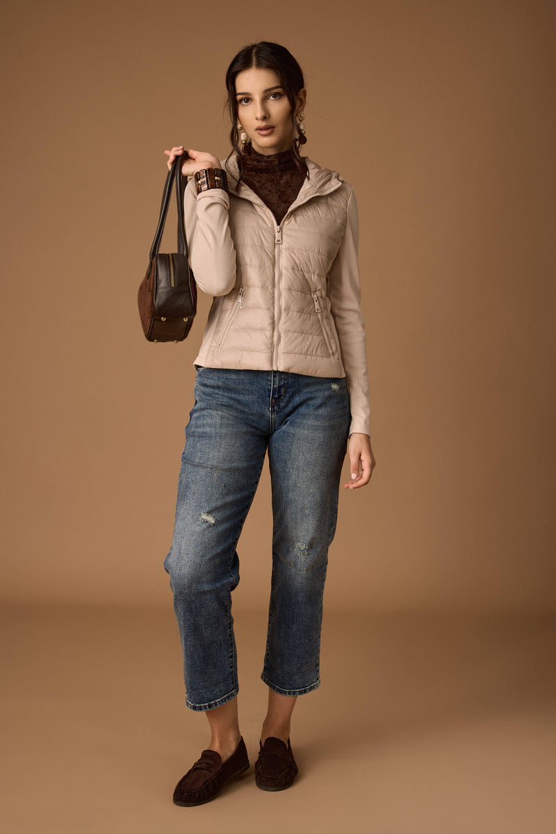 Jeans Boyfriend Con Strappi Denim