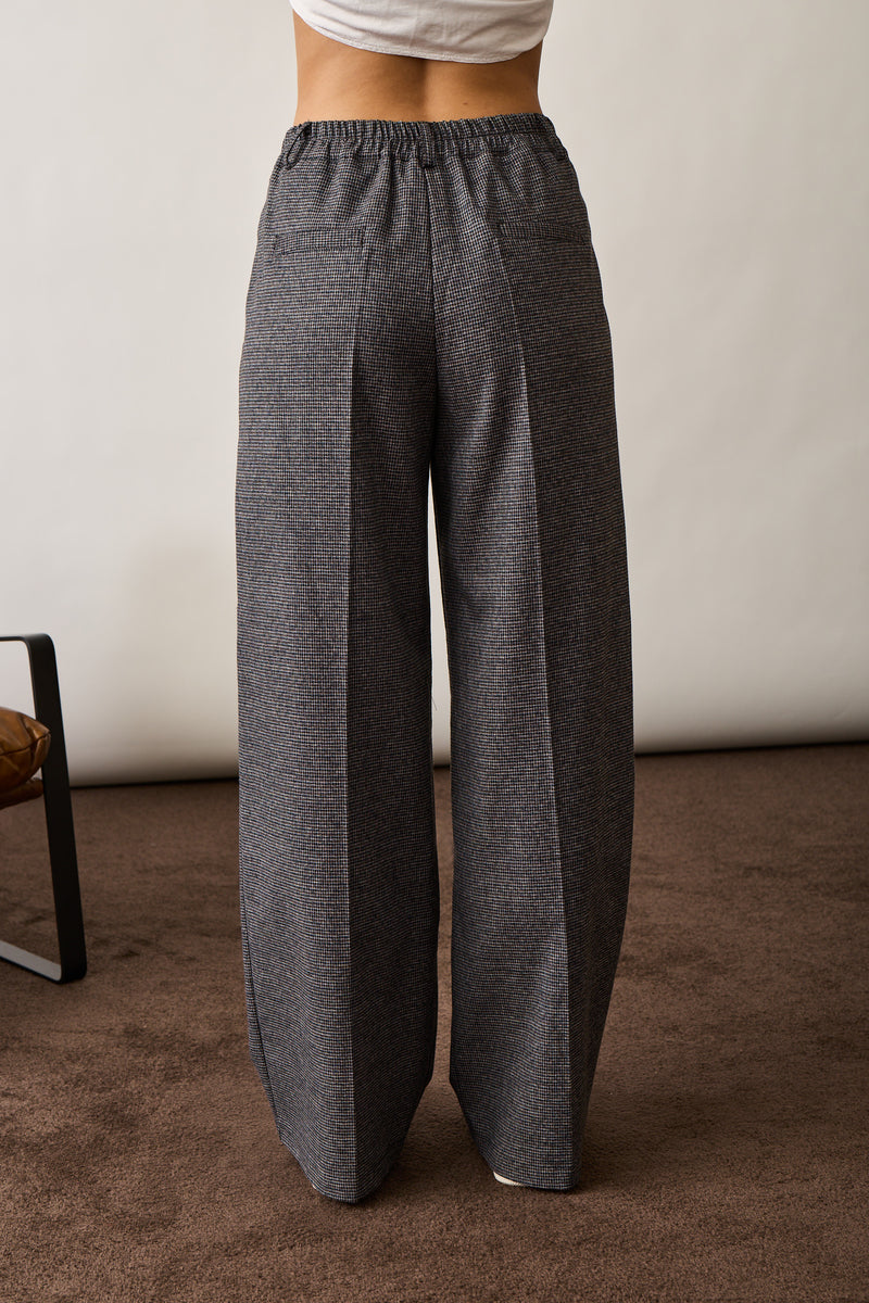 Pantalone Palazzo Pied De Poule Grigio