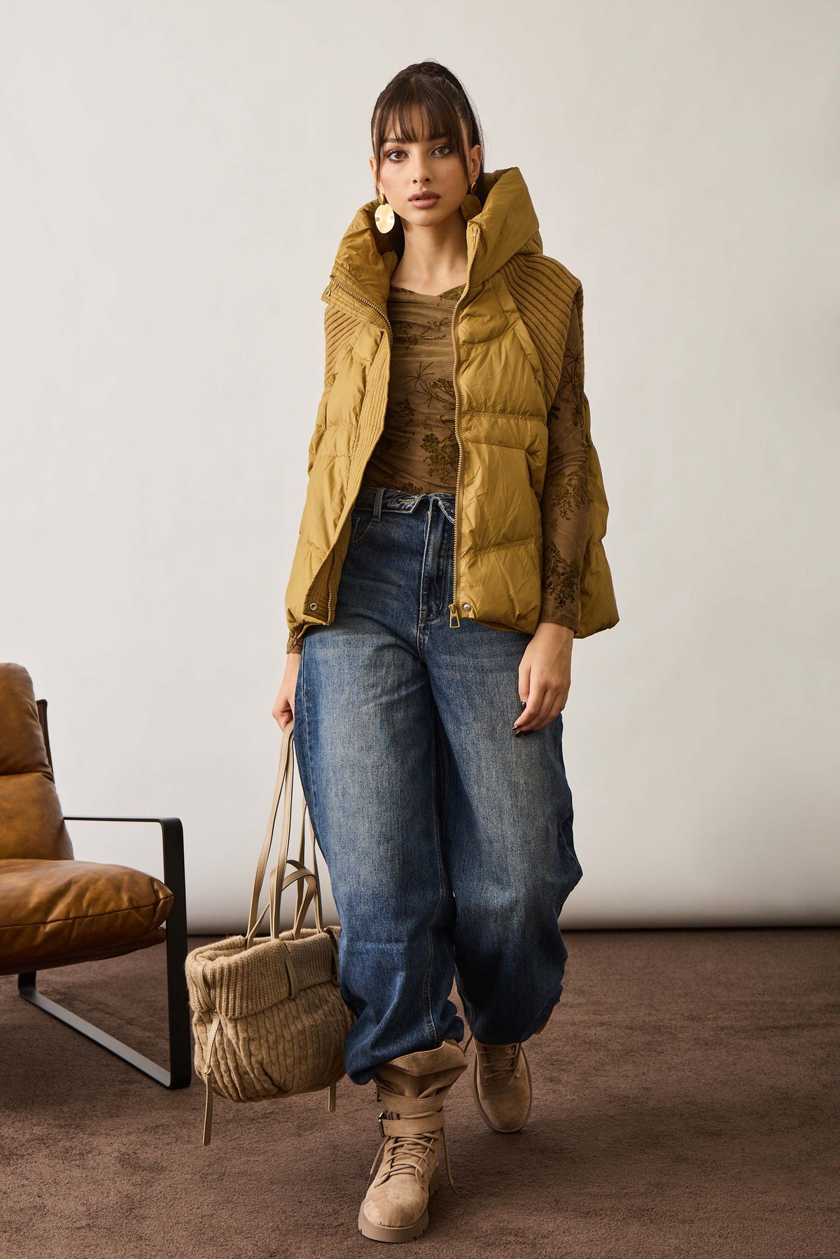 Jeans Con Risvolto In Vita Denim