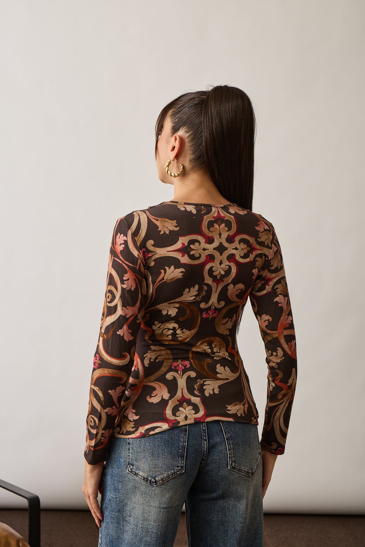 Maglia Incrocio Fantasia Baroque Testa Di Moro
