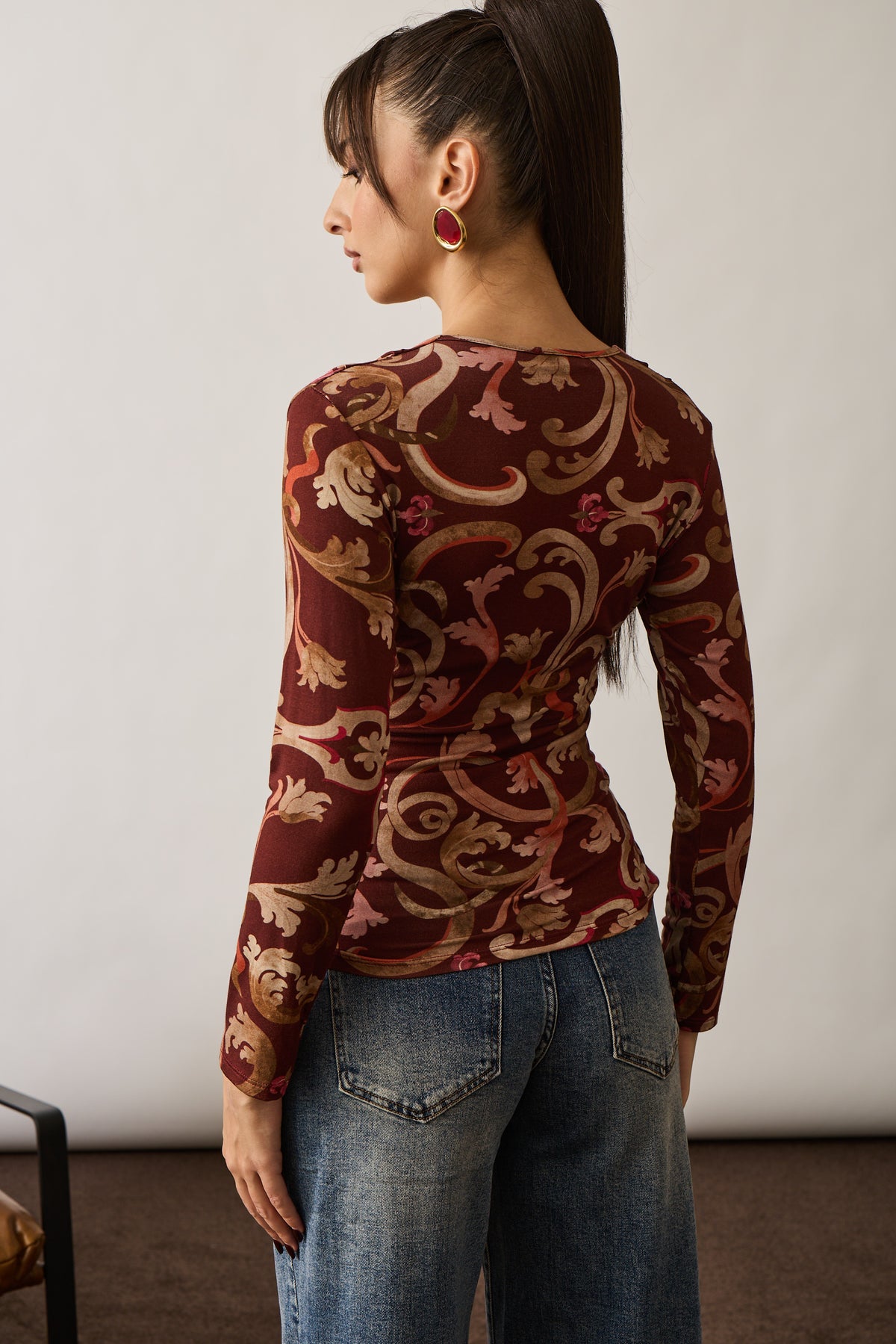 Maglia Incrocio Fantasia Baroque Borgogna
