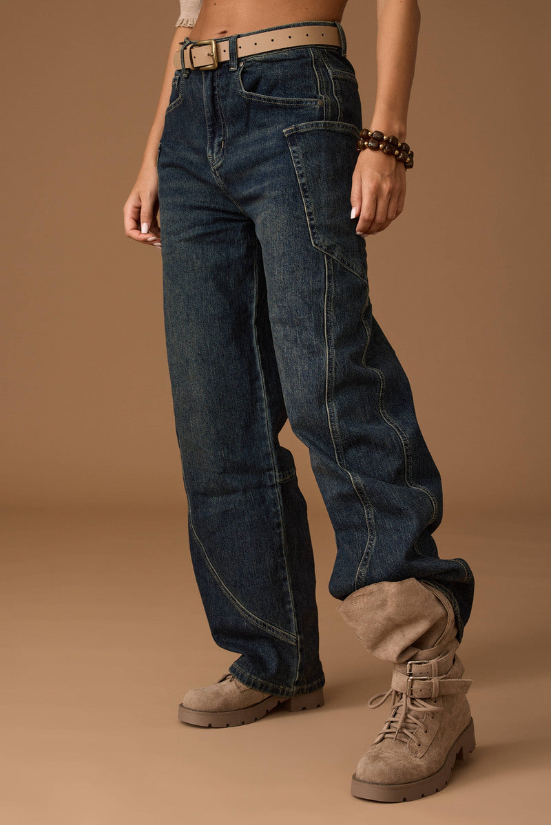 Jeans Con Tasconi Cargo Ballon Denim