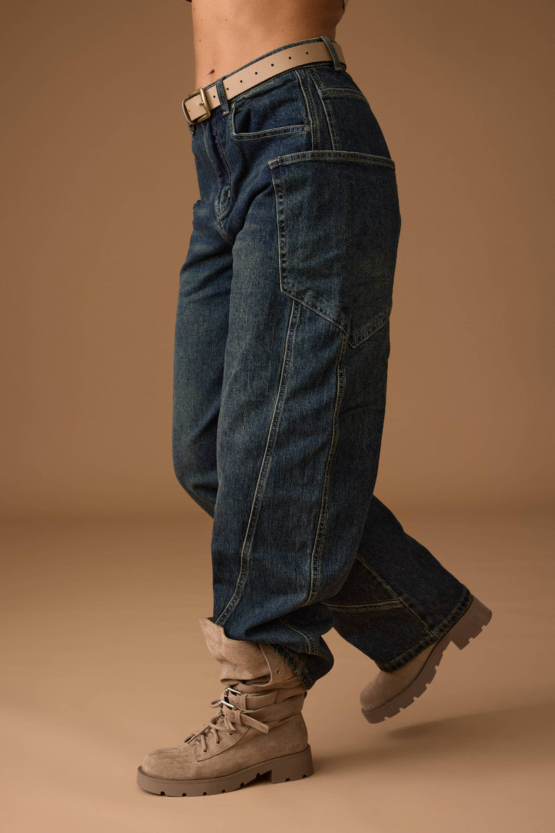 Jeans Con Tasconi Cargo Ballon Denim