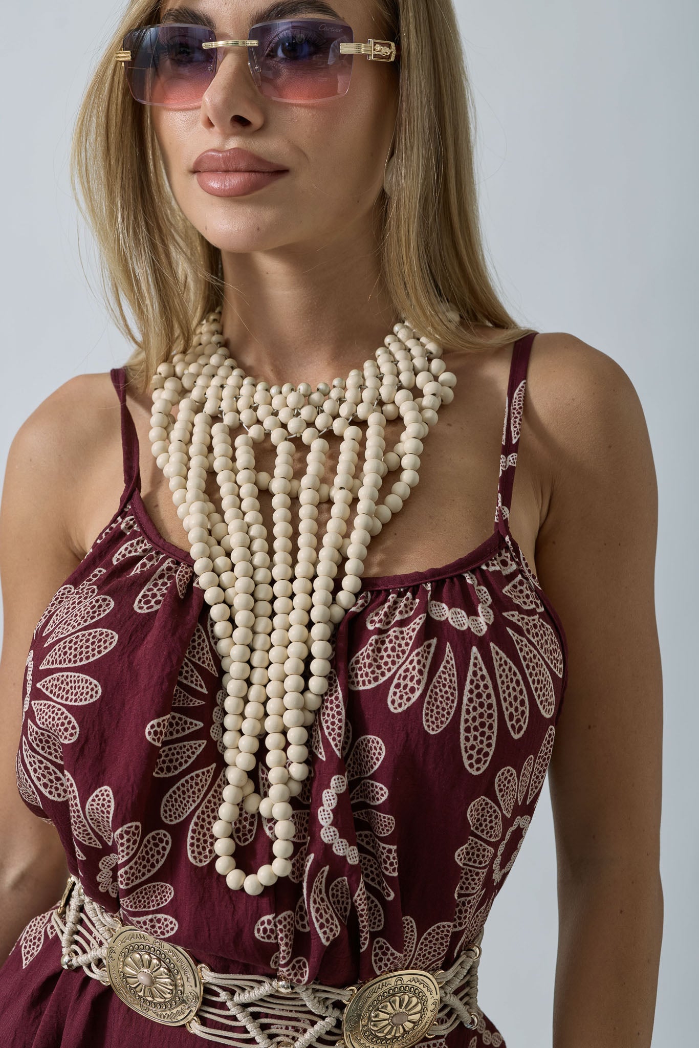Collana Perle Legno Avorio