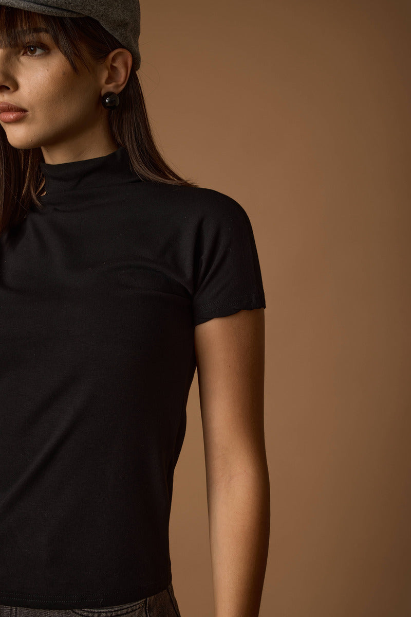 Maglia Lupetto Mezza Manica Nero