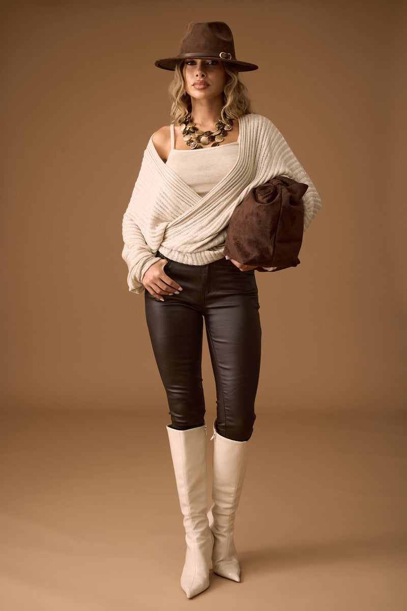 Pantalone Skinny Ecopelle Testa Di Moro