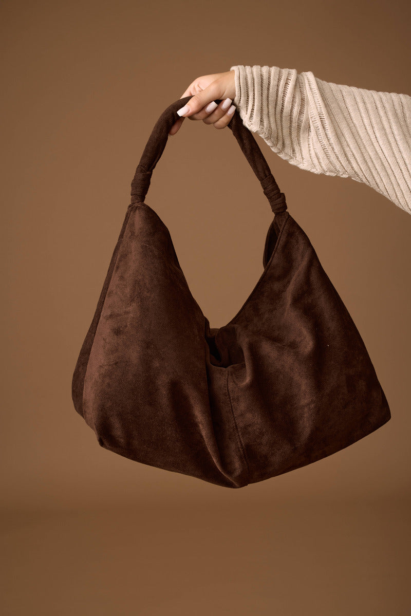 Borsa Hobo Scamosciata Testa Di Moro