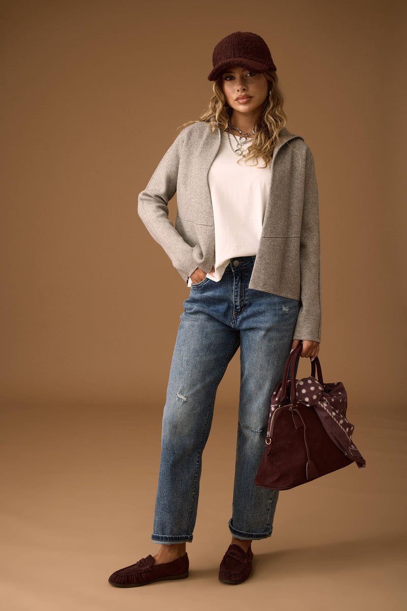 Jeans Boyfriend Con Strappi Denim