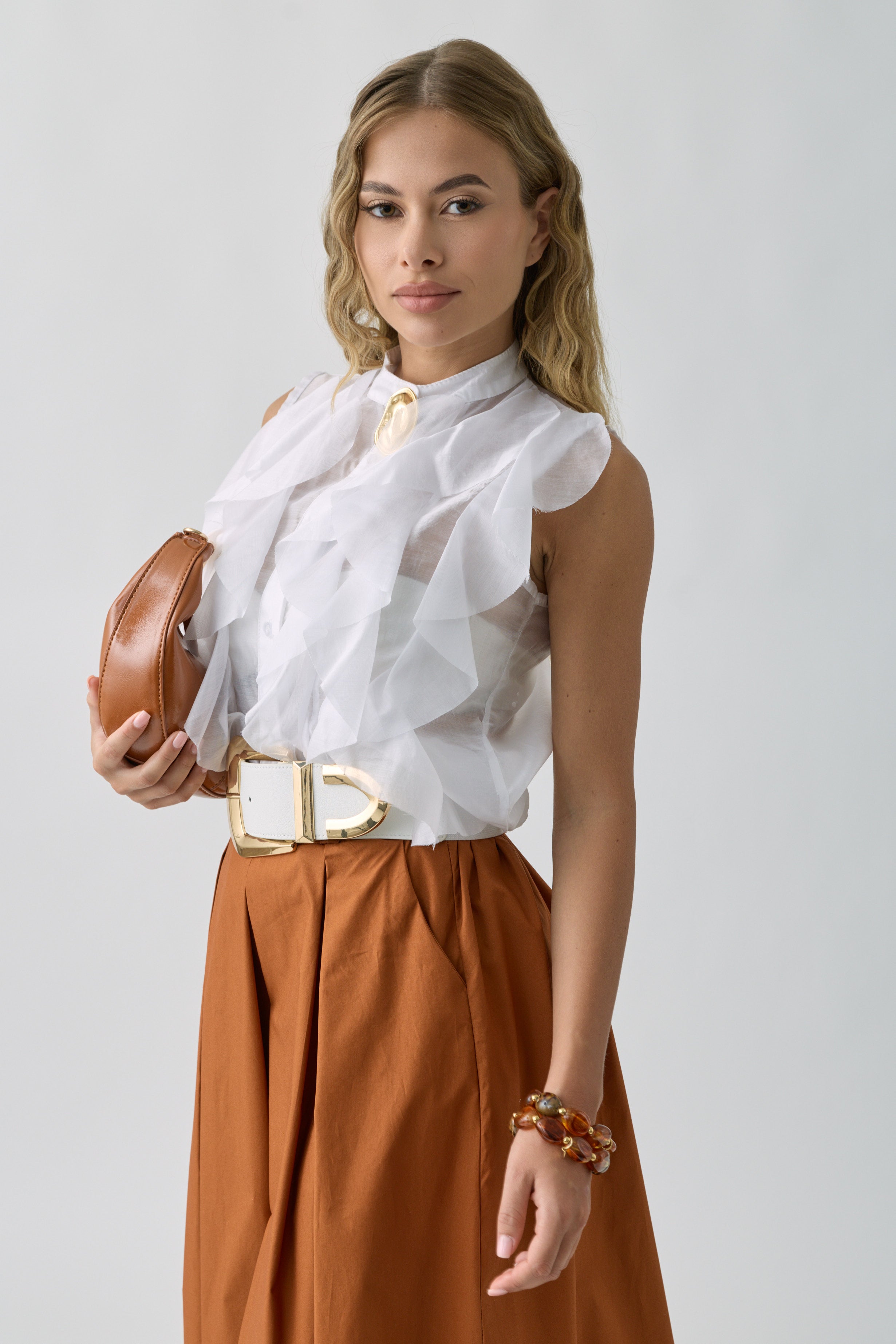 Camicia Rouches Bianco