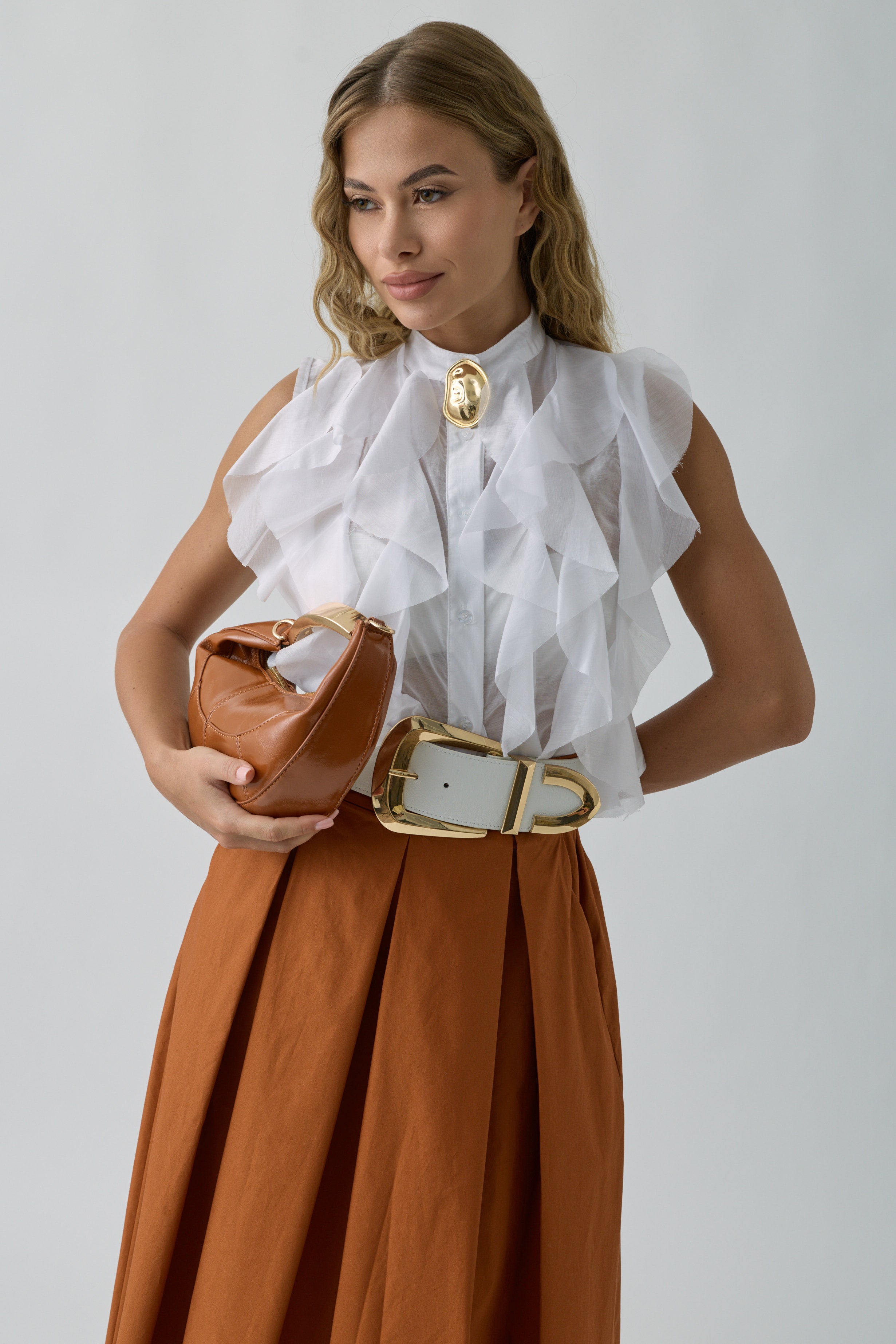 Camicia Rouches Bianco