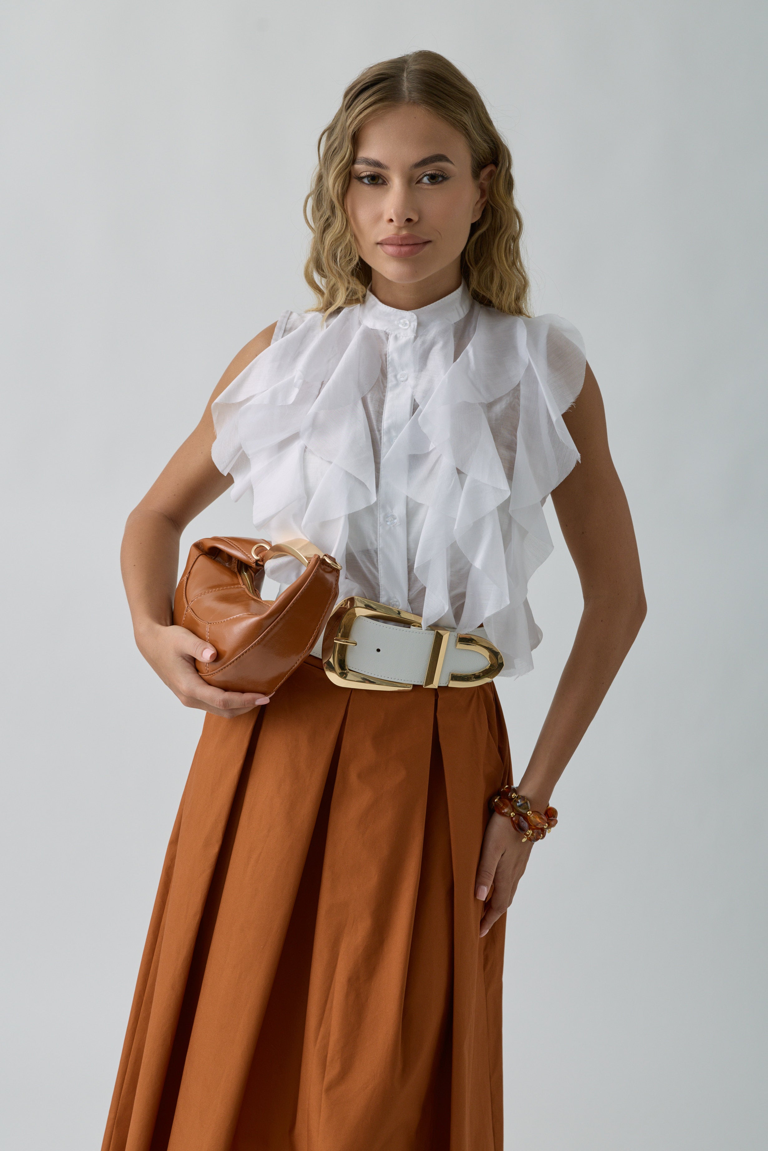 Camicia Rouches Bianco