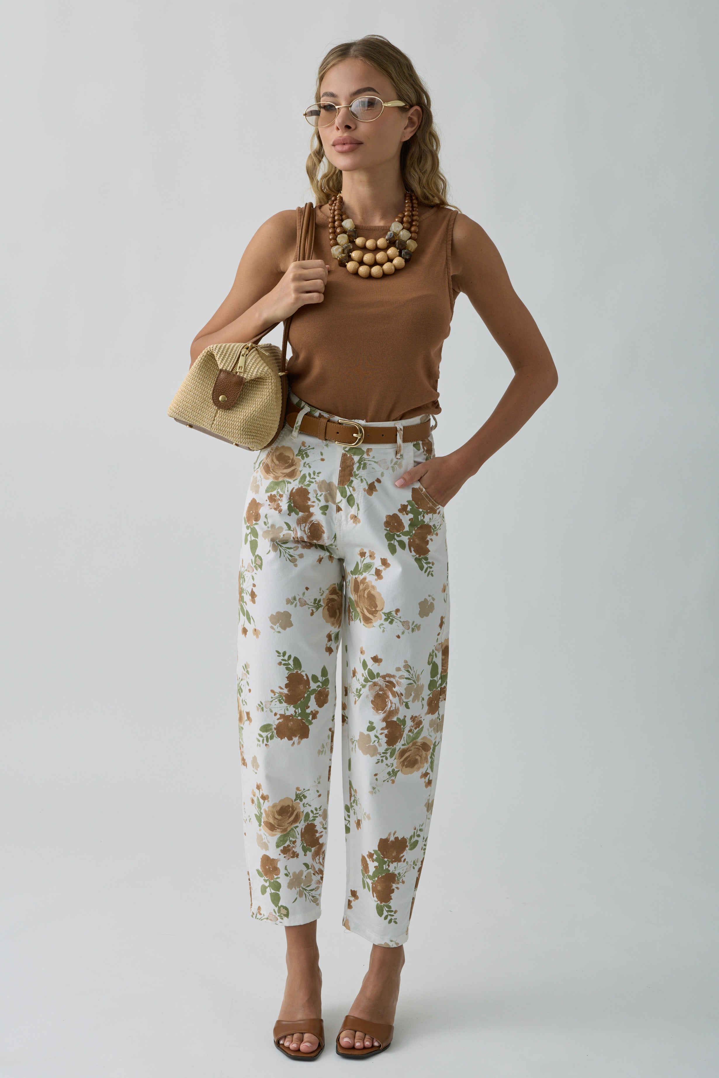 Pantalone Fiori Panna