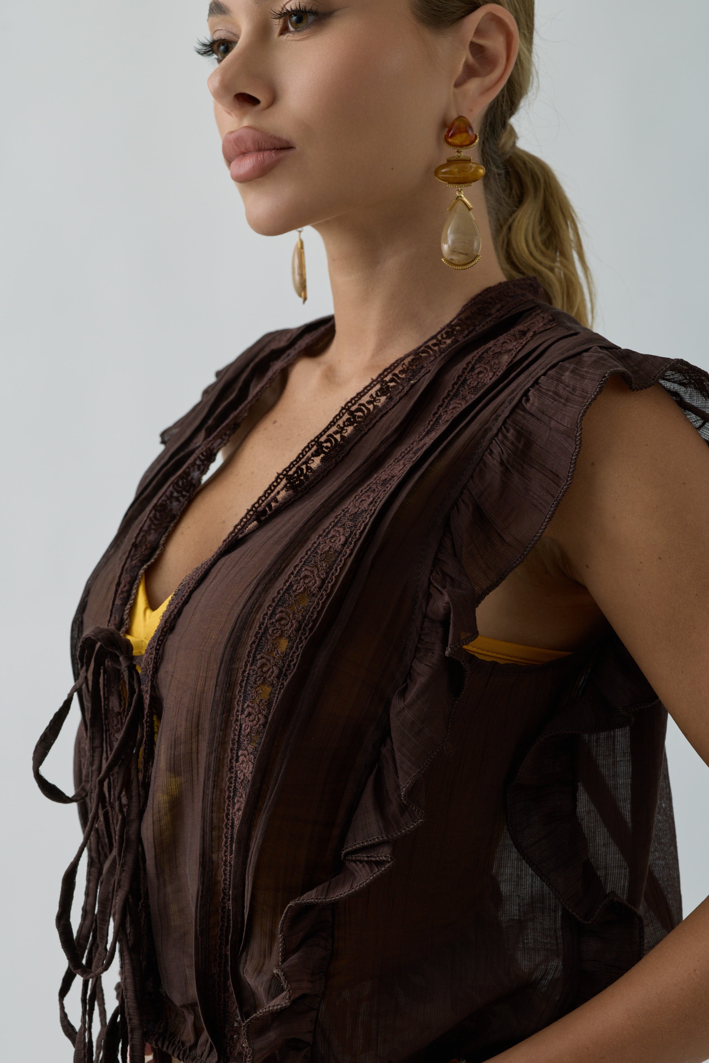 Camicia Con Merletto Testa Di Moro