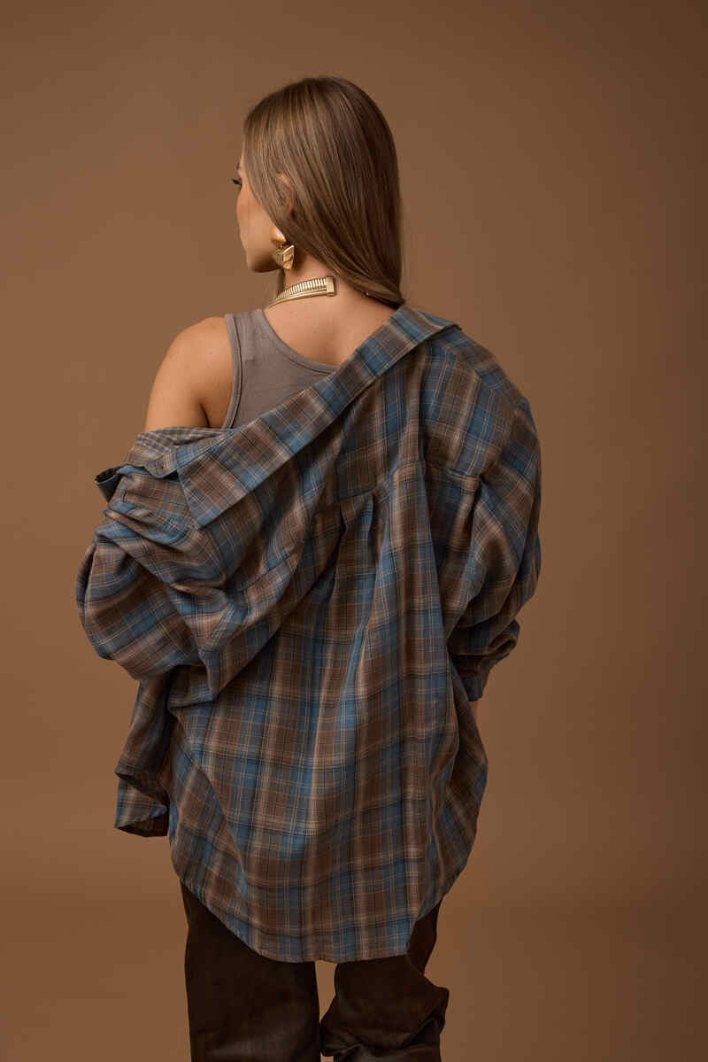 Camicia Quadri Con Top Ottanio