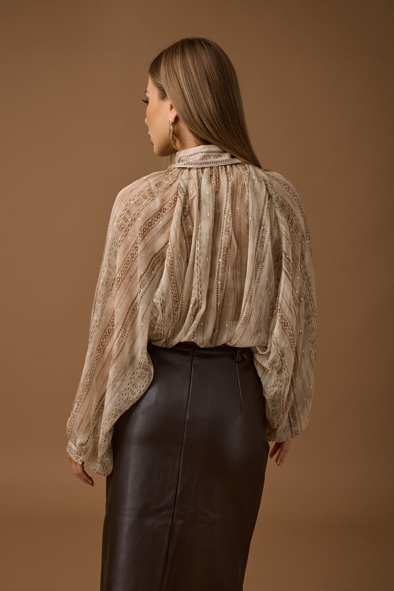 Camicia Mini Rombi Dorati Beige