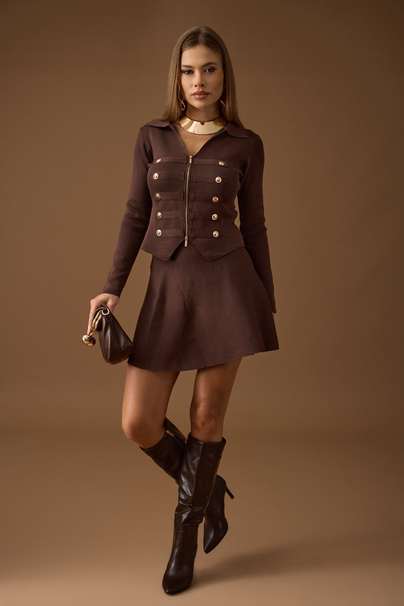 Coordinato Military Maglia e Gonna Testa Di Moro