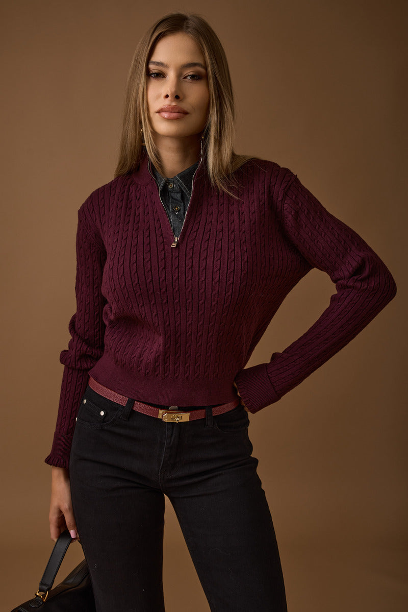 Pull Trecce Con Zip Vinaccio