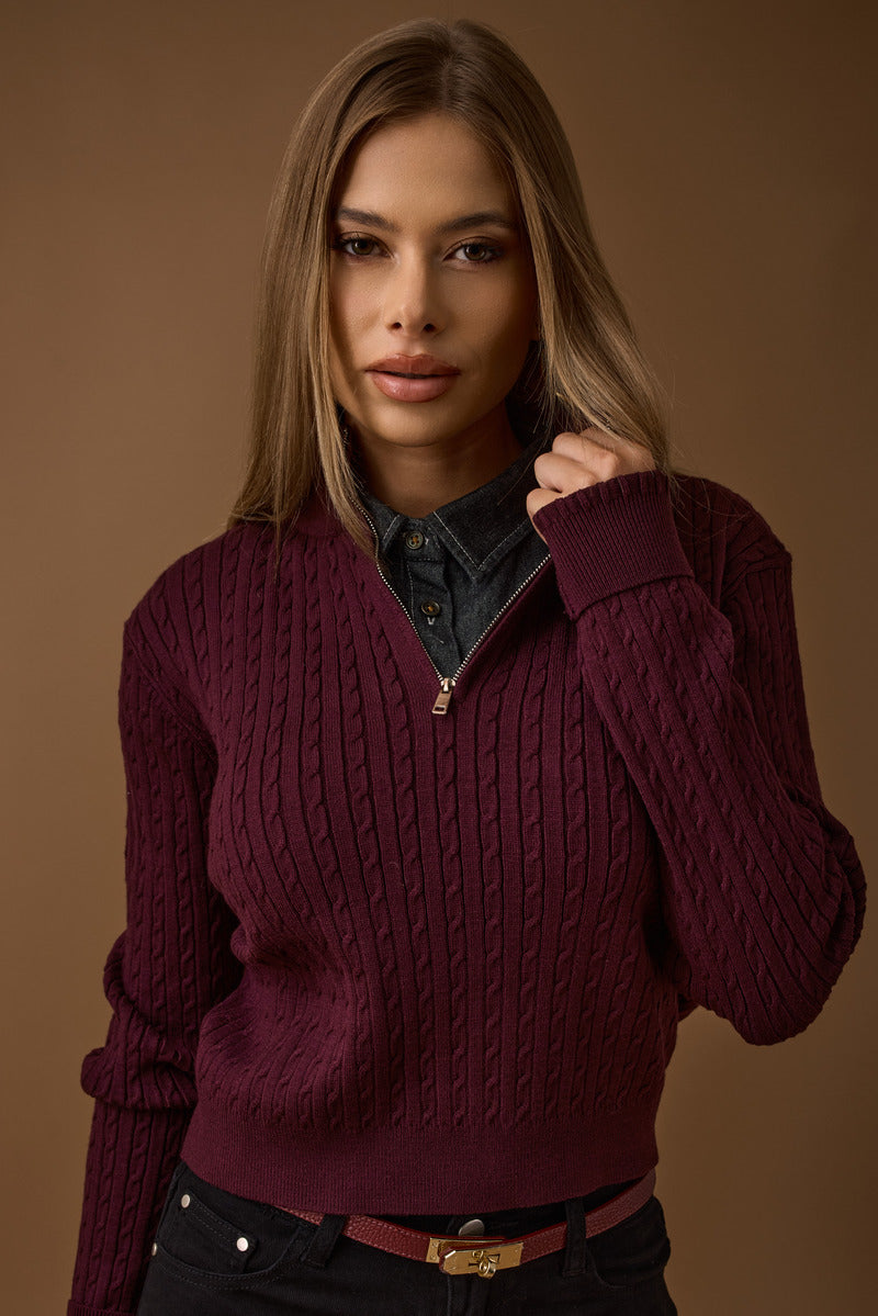Pull Trecce Con Zip Vinaccio