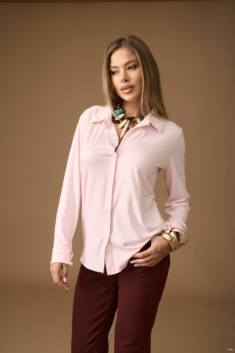 Camicia In Maglia Rosa