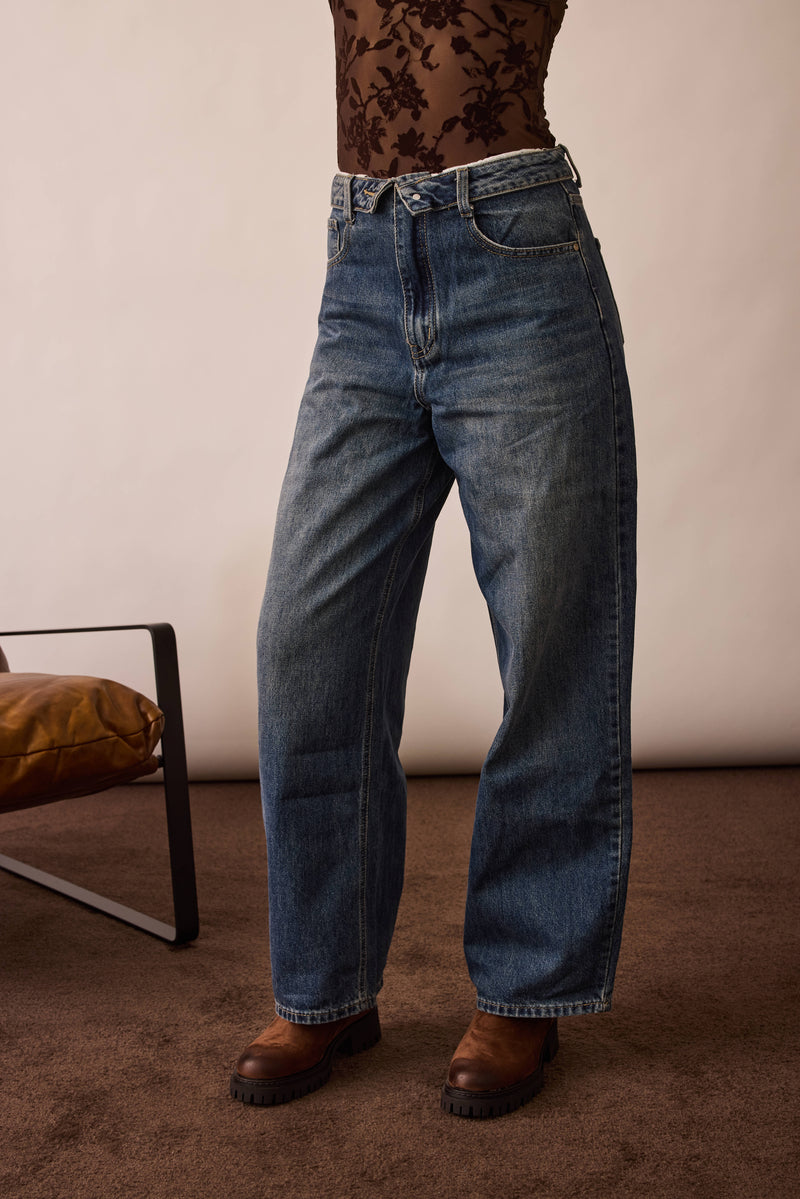 Jeans Con Risvolto Denim