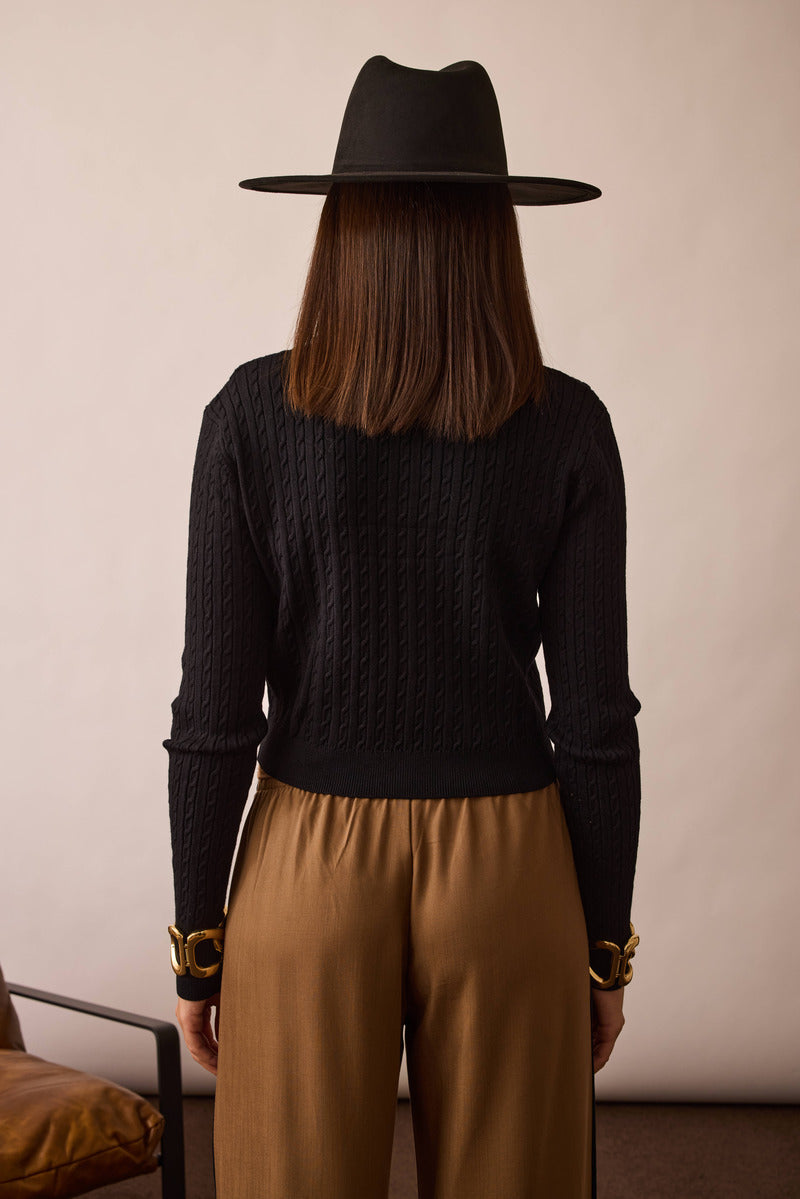 Pull Trecce Con Zip Nero