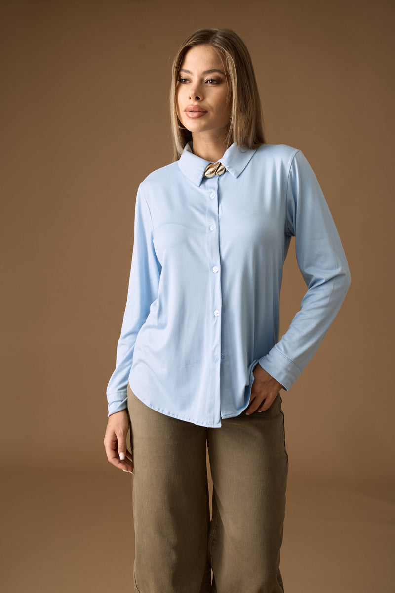Camicia In Maglia Celeste