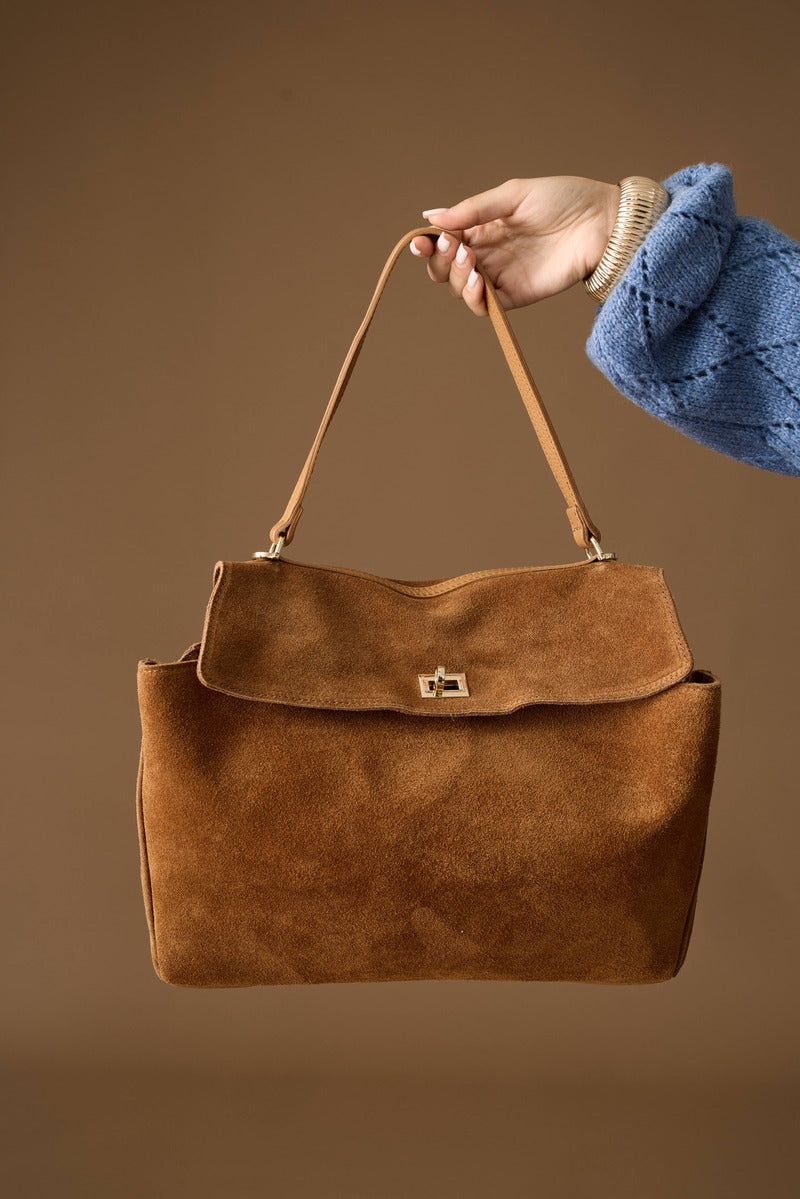 Borsa Kim Camoscio Cognac