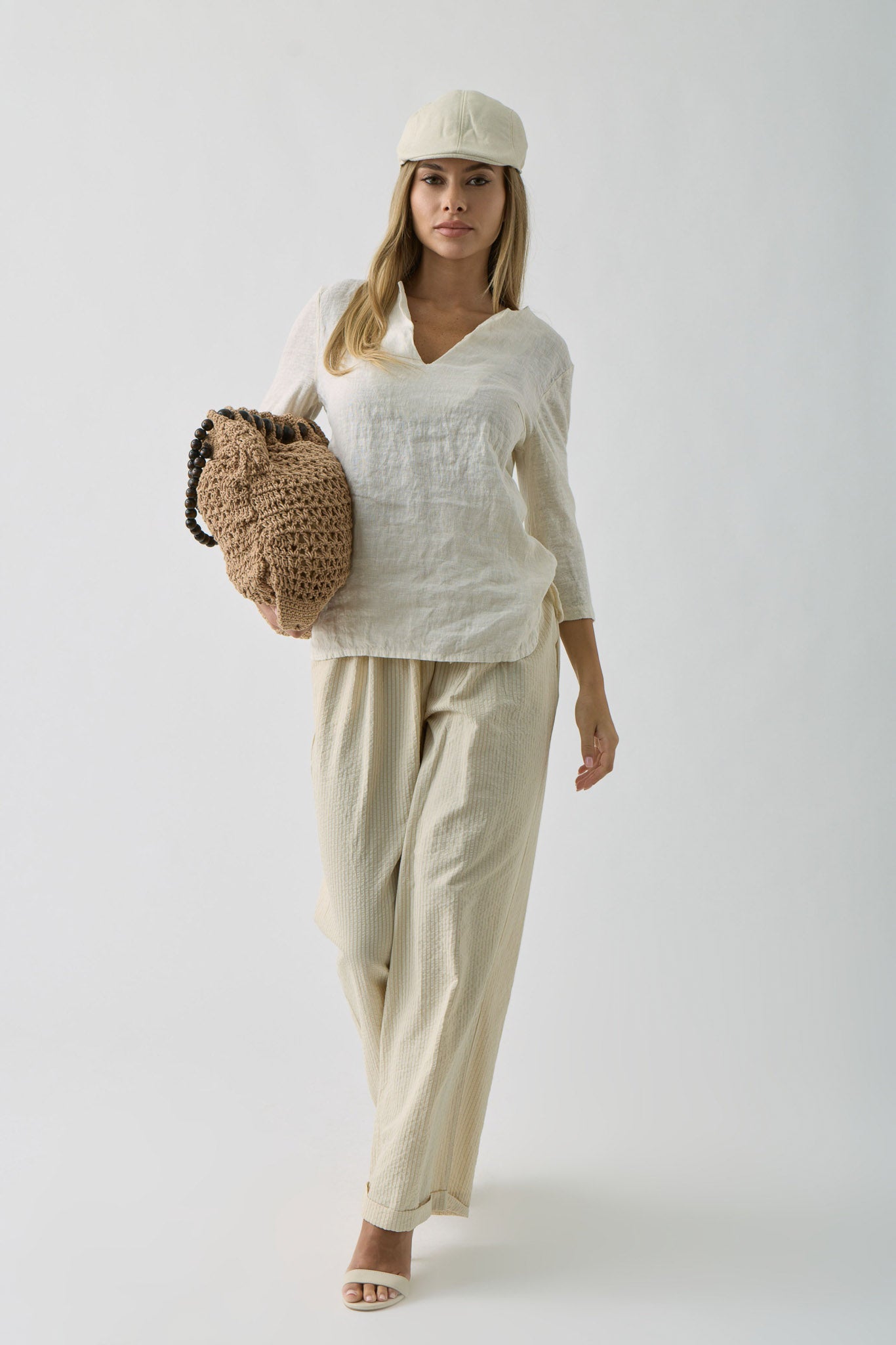 Pantalone Millerighe Beige