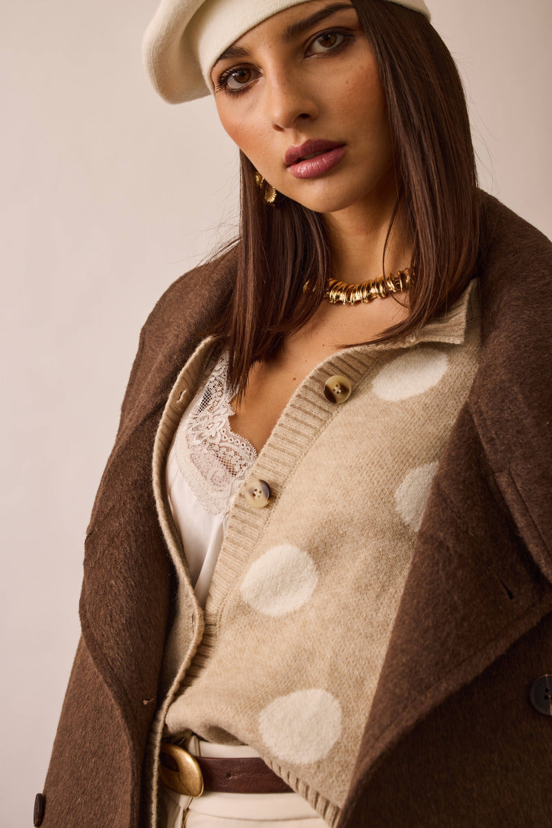 Cardigan Pois Beige