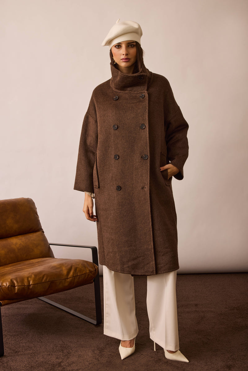 Cappotto Lungo Doppiopetto Loren Testa Di Moro