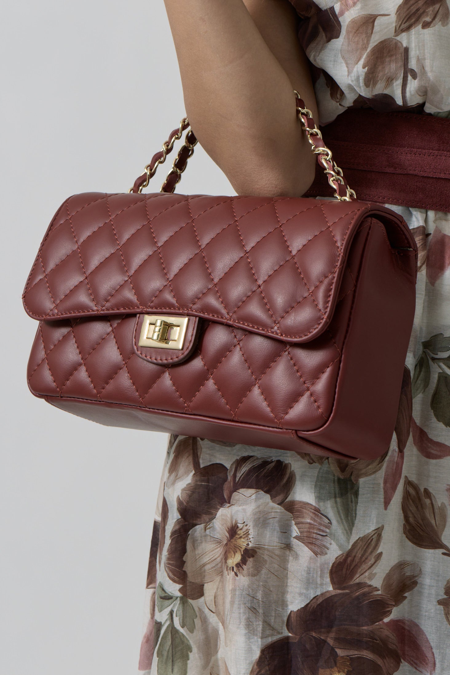 Borsa Spalla Trapuntata Bordeaux