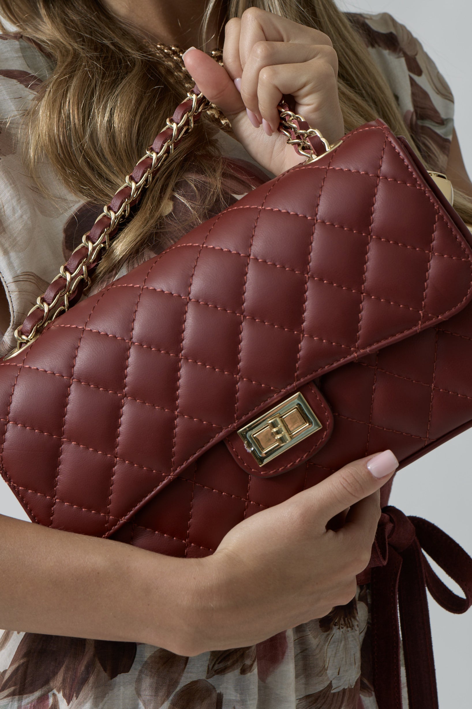 Borsa Spalla Trapuntata Bordeaux