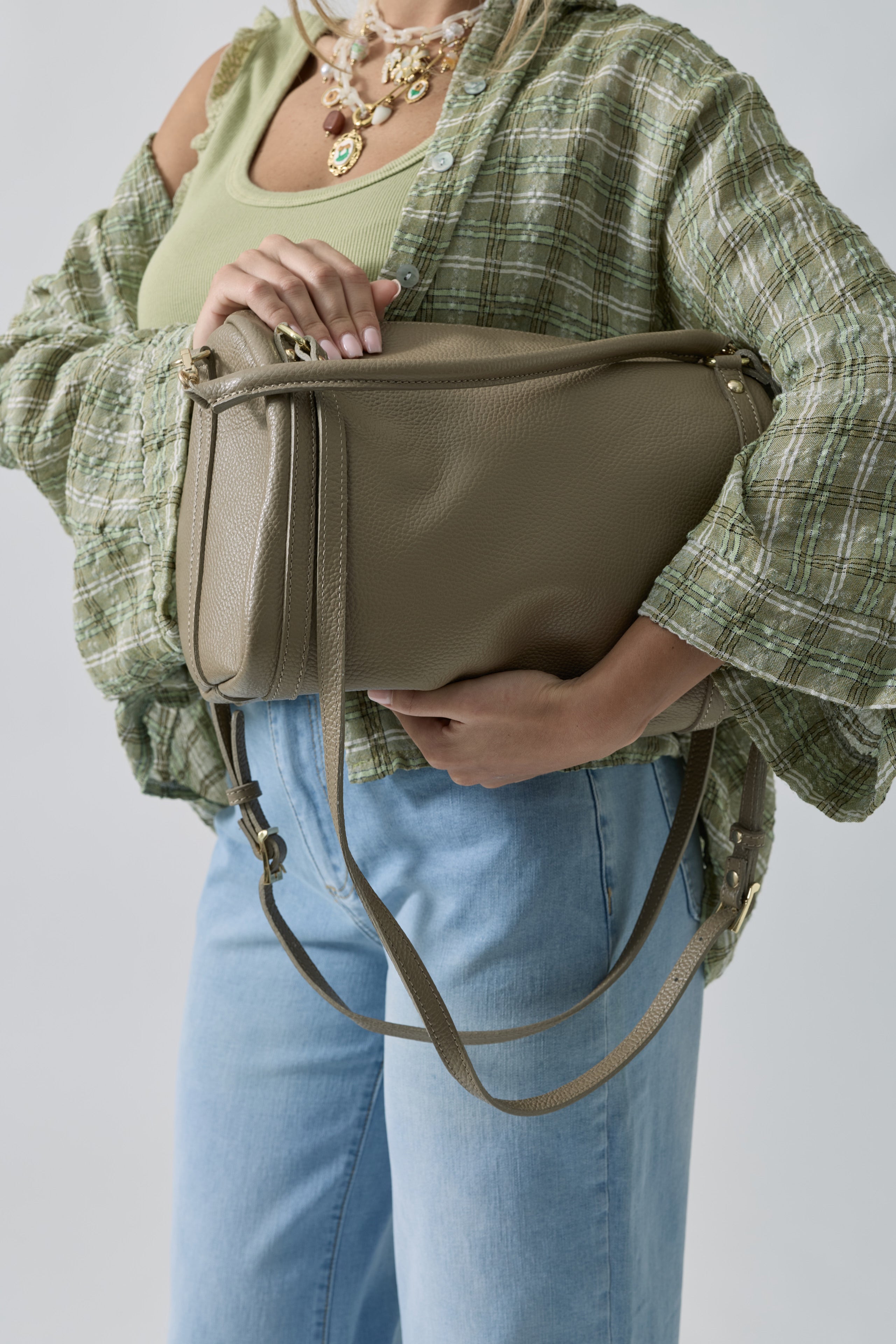 Bauletto In Pelle Taupe