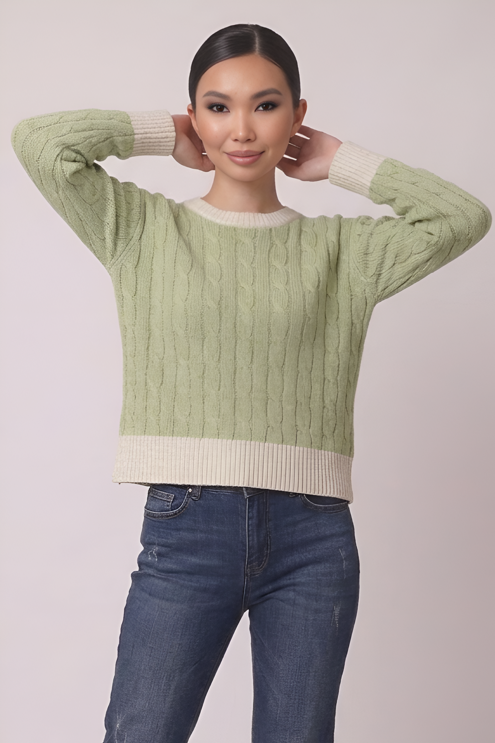 Pull Filo Trecce Verde Salvia