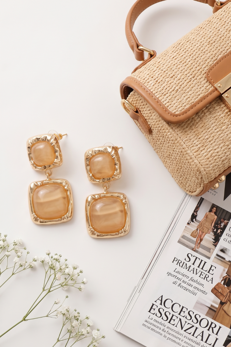 Orecchini Incastonati Beige