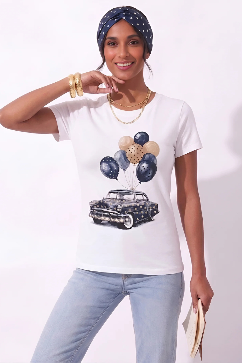 T-Shirt Car Borchie Blu