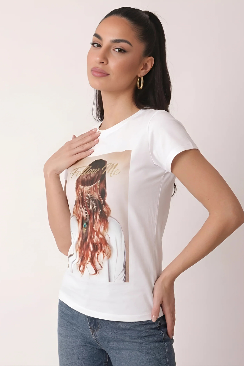 T-Shirt Follow Me Bianco