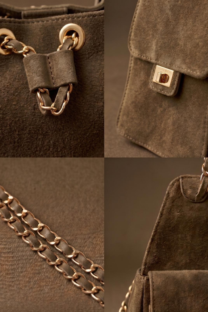 Borsa Con Tasche Laterali Taupe