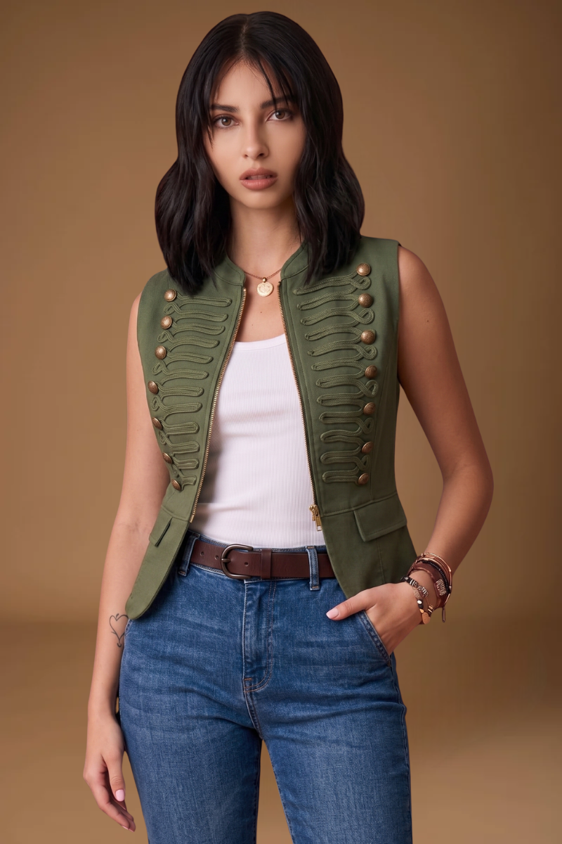 Gilet Con Cerniera Verde Militare