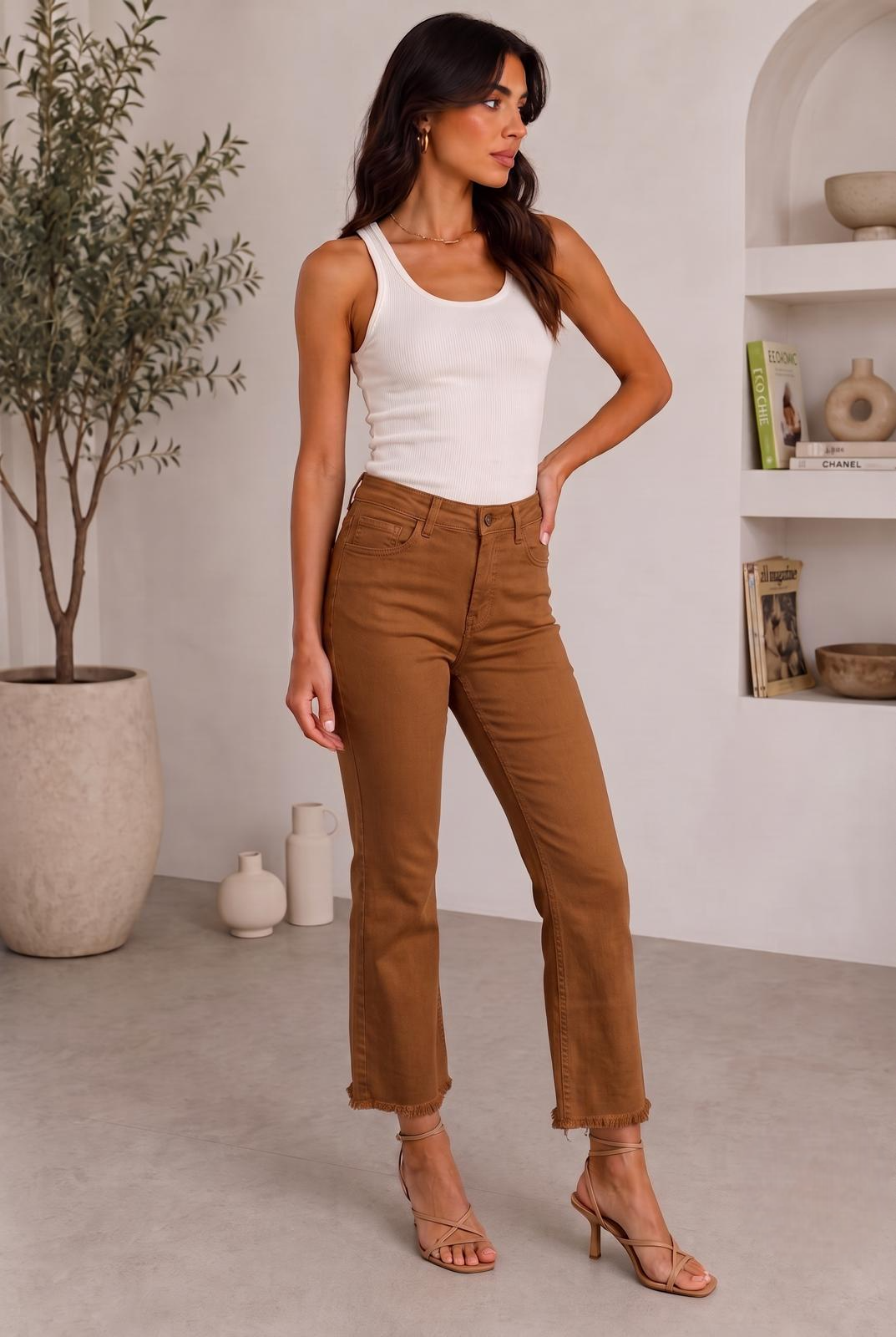 Pantalone Zampetta Sfrangiato Tabacco