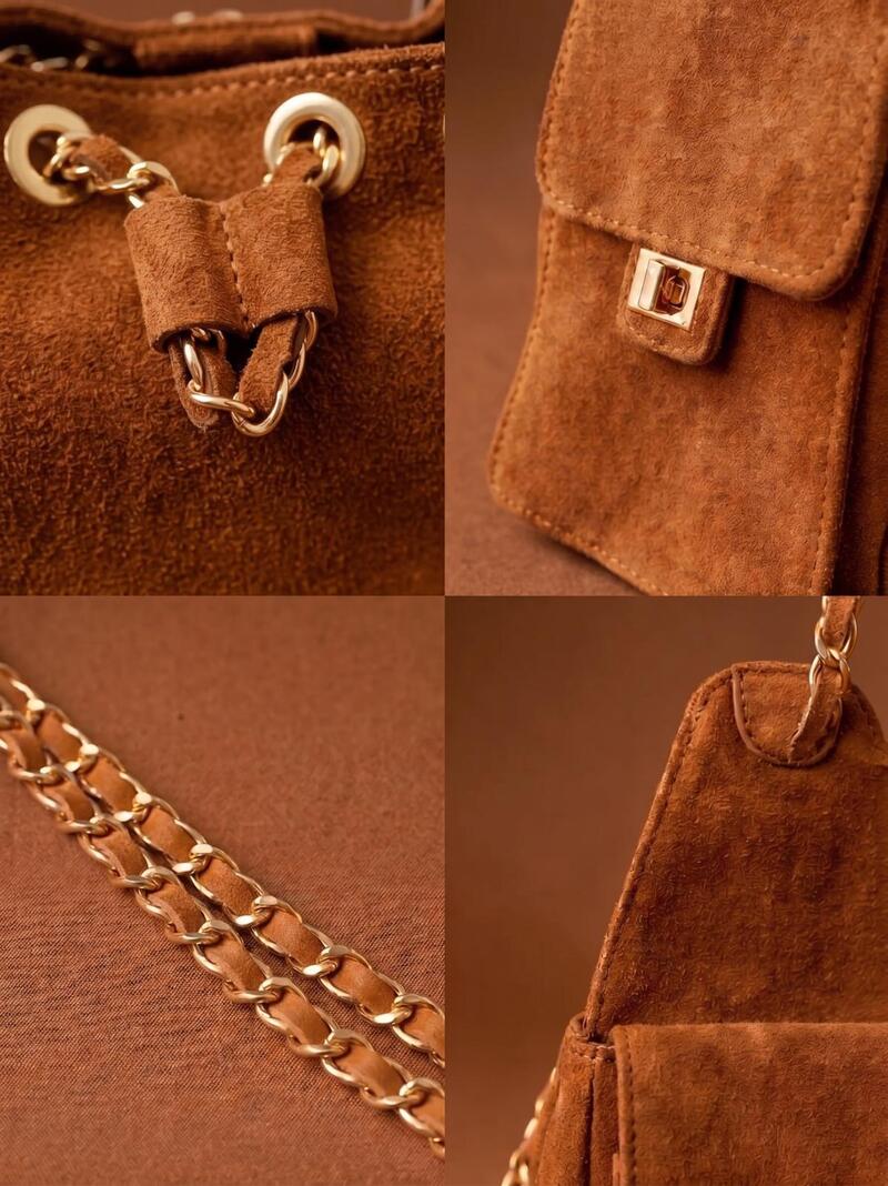Borsa Con Tasche Laterali Cuoio