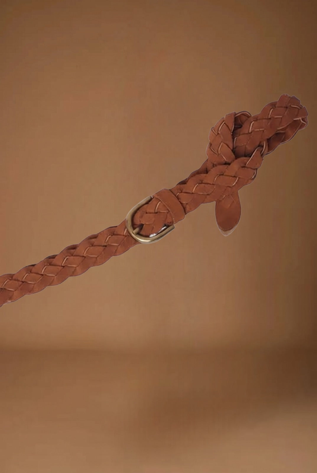 Cintura Intrecciata Scamosciata Cuoio