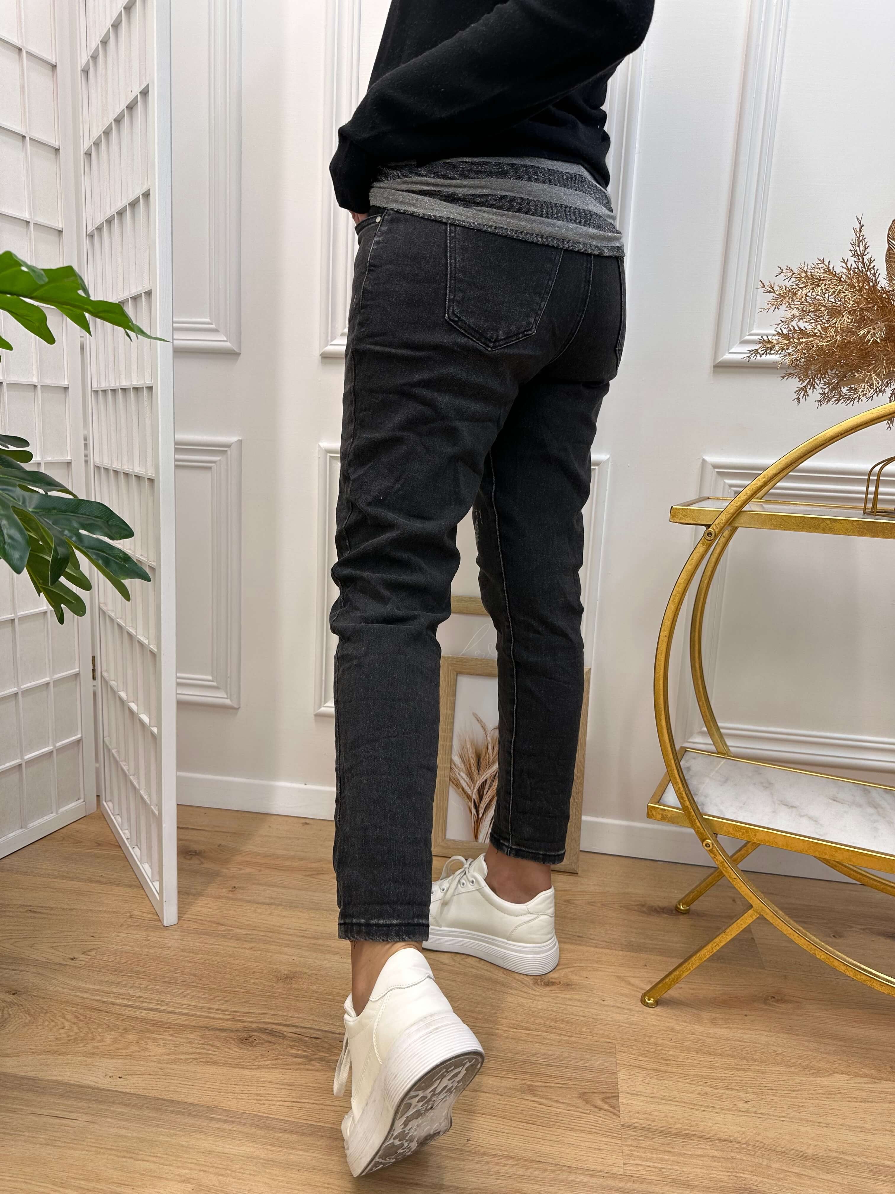 jeans con strappetti grigio
